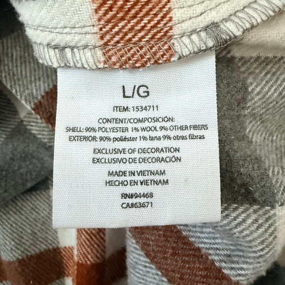 HFX Plaid Flannel Shirt Jacket Oversized L Shacket Outdoor Cozy - Picture 7 of 7